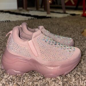 Stylish Pink Kids Shoes with Rhinestone Design